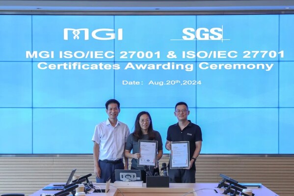 SGS為華大智造頒發(fā)ISO/IEC 27001和ISO/IEC 27701認(rèn)證證書 SGS為華大智造頒發(fā)ISO/IEC 27001和ISO/IEC 27701認(rèn)證證書