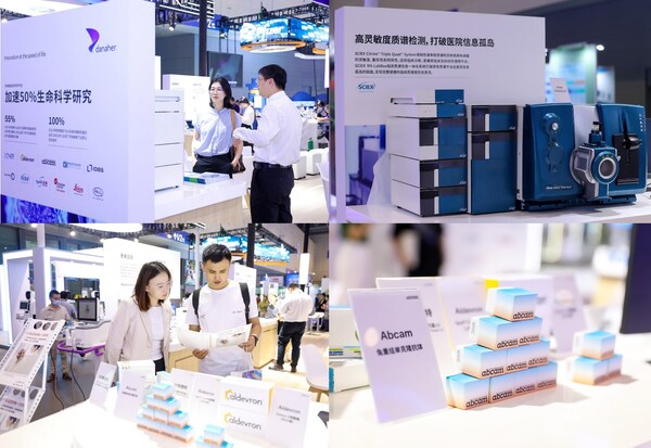 在加速生命科學(xué)發(fā)現(xiàn)主題展區(qū)，丹納赫帶來了旗下SCIEX為質(zhì)譜分析打造的Citrine?Triple Quad?System與MS-Lab Box臨床質(zhì)譜信息一體化系統(tǒng)、Aldevron用于臨床試驗(yàn)和商業(yè)應(yīng)用的核酸酶、IDT埃德特用于檢測DNA 樣本和捕獲全外顯子的試劑盒、Abcam的RabMAb&reg;兔單克隆抗體及其抗體研發(fā)AI工具，共同呈現(xiàn)丹納赫如何以創(chuàng)新數(shù)字解決方案推動革命性創(chuàng)新研究進(jìn)展，從而加速發(fā)現(xiàn)，推動科學(xué)與行業(yè)進(jìn)步。
