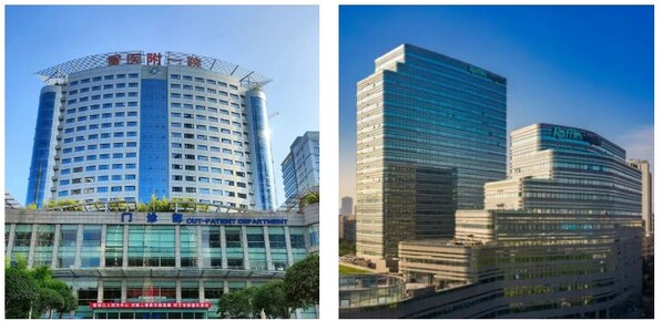 重慶醫(yī)科大學(xué)附屬第一醫(yī)院（左圖）與重慶萊佛士醫(yī)院（右圖）