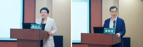 熊文竹副書記（左）與姜春萌教授（右）致辭